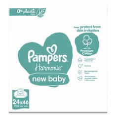Pampers Harmonie New Baby Plastic Free Vlhčené obrúsky 24 x 46 ks