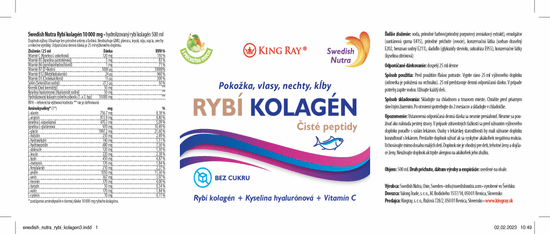 Swedish Nutra Collagen 10 000 Pure Peptide hydrolizovaný rybí kolagén 500 ml Zmes ovocných štiav (prírodné) + Glykozidy Steviolu
