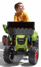 Falk Šliapací traktor 1010W Claas Axos s nakladačom, rýpadlom a vlečkou