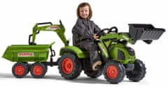 Falk Šliapací traktor 1010W Claas Axos s nakladačom, rýpadlom a vlečkou
