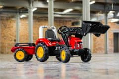 Šliapací traktor 2020M Supercharger s nakladačom a vlečkou - červený
