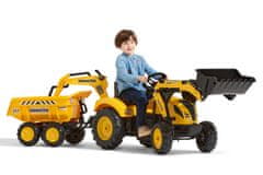 Šliapací traktor 2086W Komatsu s bagrom a Maxi vyklápacím prívesom - žltý