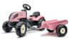 šliapací traktor 2056L s prívesom Country Star - ružový