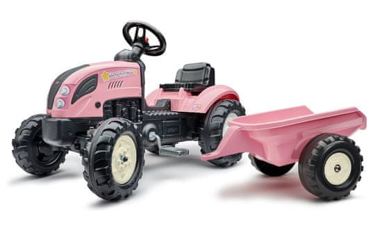 Falk šliapací traktor 2056L s prívesom Country Star - ružový