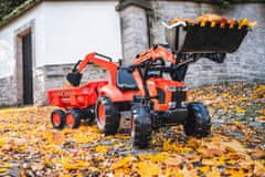 Falk šliapací traktor 2090W Kubota s prednou a zadnou lyžicou a prívesom