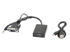 shumee Adaptér Lanberg AD-0021-BK (D-Sub (VGA), Mini Jack M - HDMI F; 0,20 m; černý)