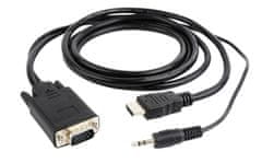 shumee Adaptér GEMBIRD A-HDMI-VGA-03-10 (HDMI M - D-Sub (VGA), Jack stereo 3,5 mm M; 3 m; černý)