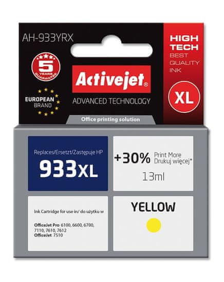 shumee Activejet inkoust AH-933YRX (nahrazuje HP 933XL CN056AE; Premium; 13 ml; žlutý)