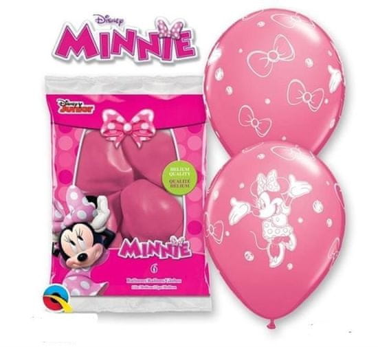 Párty balóniky latexové - myška Minnie 30 cm - 6 ks