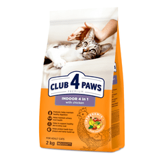 Club4Paws Premium Indoor 4 in 1 pre dospelé mačky žijúce v byte 2 kg