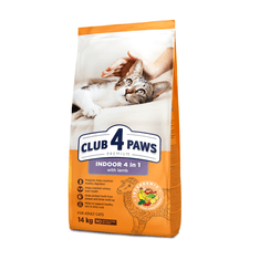Club4Paws Premium pre dospelé mačky Indoor 4 in 1s jahňacim mäsom 14kg + 1x set Club4Paws s kuraci mäsom a lososom 340g