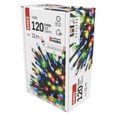 EMOS EMOS LED vianočná reťaz, 12 m, vonkajšie aj vnútorné, multicolor, programy D4AM08