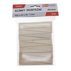 Enpro Klinky montážne drevené, 100 x 25 x 16 - 1 mm, 14 ks