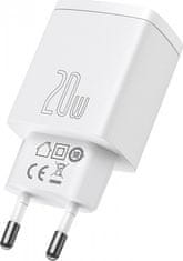 Noname Baseus kompaktní rychlonabíjecí adaptér USB-A + Type-C 20W EU, bílá