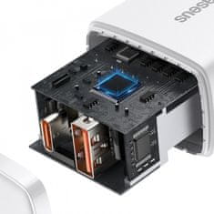 Noname Baseus kompaktní rychlonabíjecí adaptér USB-A + Type-C 20W EU, bílá
