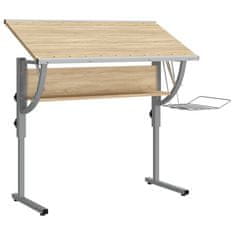 Vidaxl vidaX Písací stôl sonoma a sivý 110x53x(58-87)cm spracované drevo oceľ