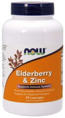 NOW Foods Elderberry & Zinc (bezinka a zinok), 90 pastiliek