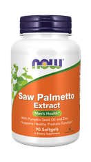 NOW Foods Saw Palmetto with Pumpkin Seed and Zinc extract (Serenoa plazivá s tekvicovým olejom a zinkom), 80 mg, 90 softgelových kapsúl