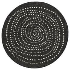 NORTHRUGS Kusový koberec Twin-Wendeteppiche 103109 schwarz creme – na von aj na doma 200x200 (priemer) kruh