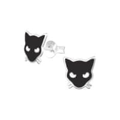 JesiDesign Strieborné náušnice napichovacie - Čierne mačky