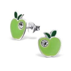 JesiDesign Detské strieborné náušnice napichovacie Jablká zelené