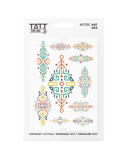 TATTon.me Vodeodolné dočasné tetovačky Umenie Aztékov mix