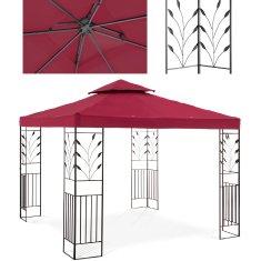 shumee Záhradný altánok s ornamentom, skladací, 3 x 3 x 2,6 m, červené víno