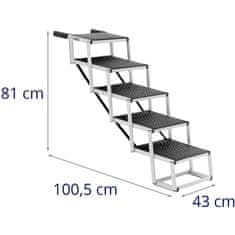 Hliníkové skladacie schody pre psov s výškou 81 cm do 68 kg, 5 stupňov