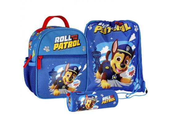 Paw Patrol Paw Patrol Chase Modrý predškolský set pre chlapca - ruksak, tubusový peračník, taška Univerzálny