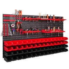 botle Dielenský panel pre nástroje 156 x 78 cm s 60 ks. Krabic zavesené Červené a Čierne Boxy plastová