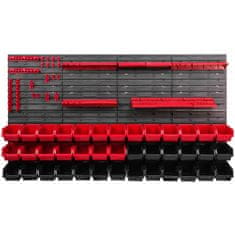 botle Dielenský panel pre nástroje 156 x 78 cm s 39 ks. Krabic zavesené Červené a Čierne Boxy plastová
