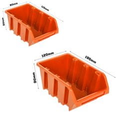 botle Dielenský panel pre nástroje 115 x 78 cm s 32 ks. Krabic zavesené Oranžové a Čierne Boxy plastová