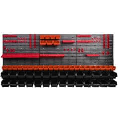 botle Dielenský panel pre nástroje 173 x 78 cm s 57 ks. Krabic zavesené Oranžové a Čierne Boxy plastová XL