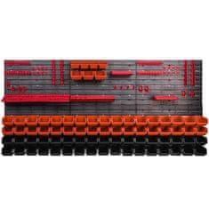botle Dielenský panel pre nástroje 173 x 78 cm s 75 ks. Krabic zavesené Oranžové a Čierne Boxy plastová XL