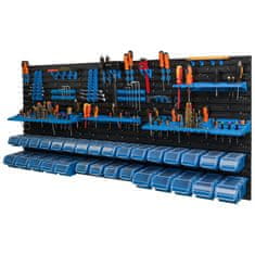 botle Dielenský panel pre nástroje 173 x 78 cm s 30 ks. Krabic s vekom zavesené Modré Boxy plastová XL