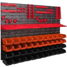 botle Dielenský panel pre nástroje 115 x 78 cm s 44 ks. Krabic zavesené Oranžové a Čierne Boxy plastová