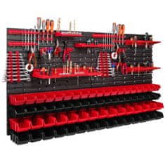 botle Dielenský panel pre nástroje 156 x 78 cm s 68 ks. Krabic zavesené Červené a Čierne Boxy plastová