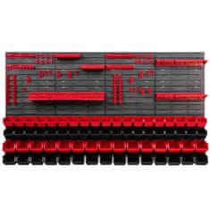botle Dielenský panel pre nástroje 156 x 78 cm s 68 ks. Krabic zavesené Červené a Čierne Boxy plastová