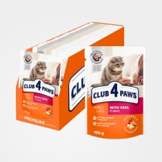 Club4Paws Premium Kapsička pre mačky s teľacím mäsom v omáčke (24x100g) 2.4kg