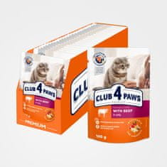 Club4Paws Premium Kapsička pre mačky s hovädzím mäsom v želé (24x100g) 2.4kg