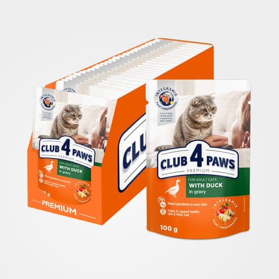 Club4Paws Premium Kapsička pre mačky s kačacím mäsom v omáčke (24x100g) 2.4kg