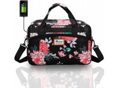 TopKing Cestovná taška s USB RYANAIR 40 x 20 x 25 cm, čierna/ružová