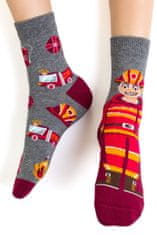 STEVEN Asymetrické detské ponožky - Požiarnik GREY (sivá) EU 32-34