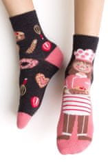 STEVEN Asymetrické detské ponožky - Cukrárka GRAFITTO (tmavosivá) EU 26-28