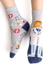 STEVEN Asymetrické detské ponožky - Lekárka GREY (sivá) EU 32-34
