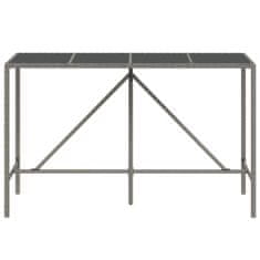 Petromila vidaXL Barový stôl so sklenenou doskou sivý 180x70x110 cm polyratan