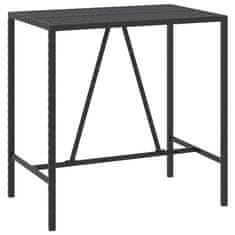 Petromila vidaXL Barový stôl so sklenenou doskou čierny 110x70x110cm polyratan