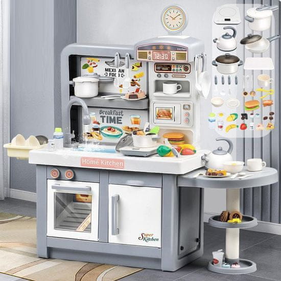 iMex Toys detská interaktívna kuchynka 100cm Gourmet šedá