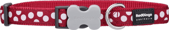 RED DINGO Nylonový obojok červený s bielymi bodkami