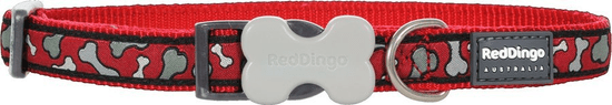 RED DINGO Nylonový obojok s kostičkami červený